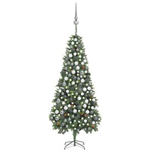 vidaXL Uměl&yacute; v&aacute;nočn&iacute; stromek LED osvětlen&iacute; sada koul&iacute; a &scaron;i&scaron;ky 210 cm