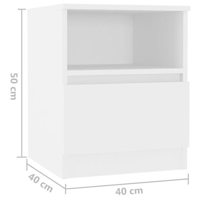 vidaXL Noční stolek bílý 40 x 40 x 50 cm dřevotříska