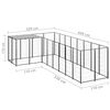 vidaXL Psí kotec černý 6,05 m² ocel