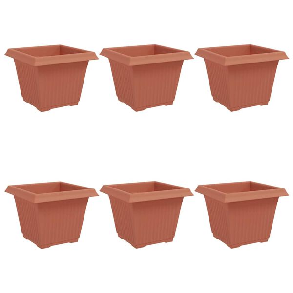 vidaXL Čtvercov&yacute; květin&aacute;č 6 pcs Cihlově červen&aacute; 28,5 x 28,5 x 22 cm