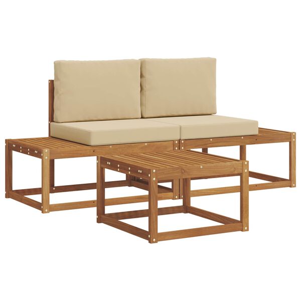 vidaXL Venkovn&iacute; pohovkov&aacute; souprava s pol&scaron;t&aacute;řem 3 pcs Př&iacute;rodn&iacute;