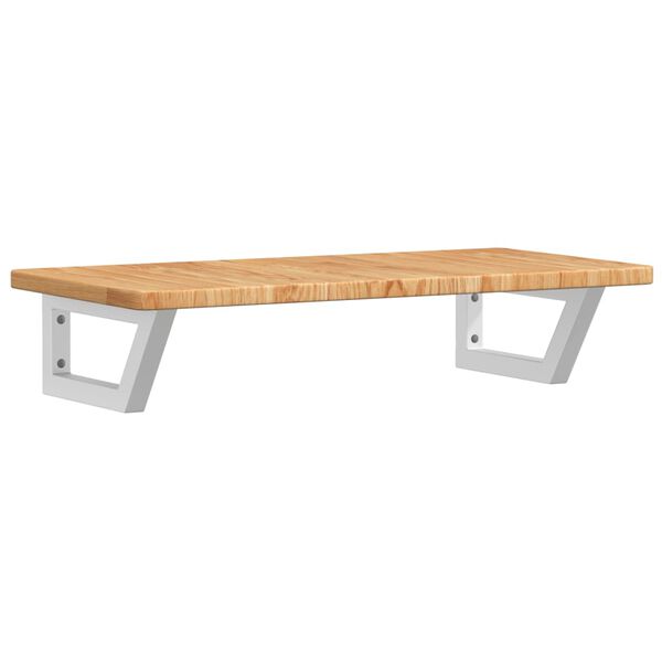 vidaXL Deska pod umyvadlo n&aacute;stěnn&aacute; ocel a masivn&iacute; dubov&eacute; dřevo