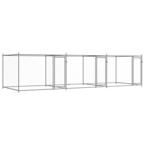 vidaXL Klec pro psy s dv&iacute;řky &scaron;ed&aacute; 6 x 2 x 1,5 m pozinkovan&aacute; ocel