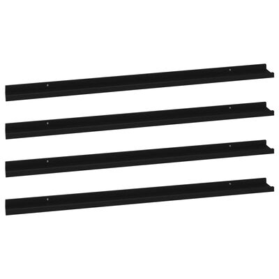 vidaXL Nástěnné police 4 ks černé 115 x 9 x 3 cm