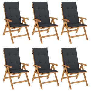 vidaXL Skl&aacute;dac&iacute; polohovac&iacute; křesla s pol&scaron;t&aacute;ři, 6 ks, masivn&iacute; teak