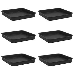 vidaXL Čtvercov&yacute; květinov&yacute; t&aacute;c 6 pcs Čern&aacute; 15 x 15 x 2 cm Plast