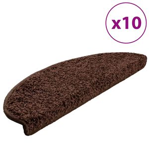 vidaXL Schodov&eacute; rohože 10 ks 65 x 21 x 4 cm hněd&eacute;, půlkulat&eacute;, velk&eacute;