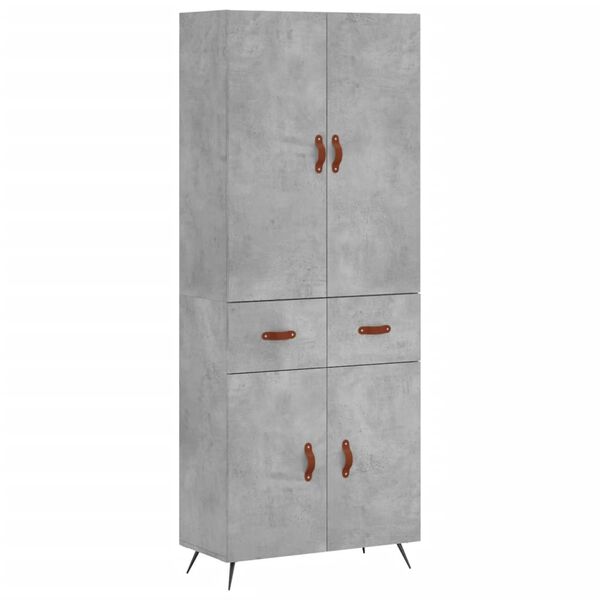 vidaXL Skř&iacute;ň highboard betonově &scaron;ed&aacute; 69,5x34x180 cm kompozitn&iacute; dřevo
