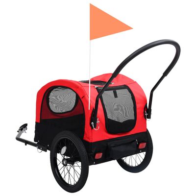 vidaXL Vozík pro psa za kolo a na běhání 2 v 1 červený a černý