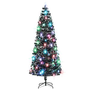 vidaXL Předem osvětlen&yacute; v&aacute;nočn&iacute; stromek se stojanem a LED 240 cm optick&eacute; vl&aacute;kno
