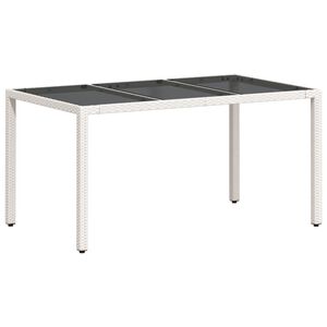 vidaXL Zahradn&iacute; stůl se skleněnou deskou b&iacute;l&yacute; 150x90x75 cm polyratan