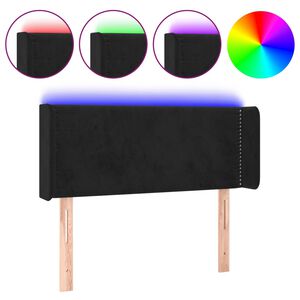 vidaXL Čelo postele s LED čern&eacute; 93 x 16 x 78/88 cm samet