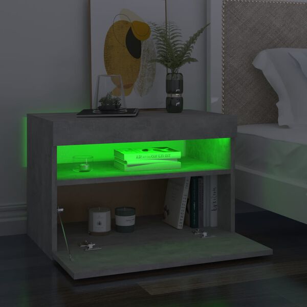 vidaXL Noční stolky s LED osvětlením 2 ks betonově šedé 60x35x40 cm