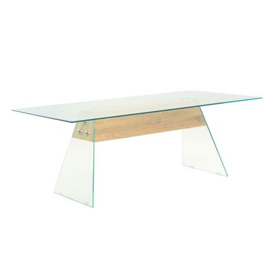 vidaXL Konferenční stolek MDF a sklo 110 x 55 x 40 cm dubový odstín