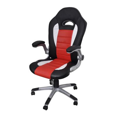 Kancelářská židle z umělé kůže s moderním designem, červená