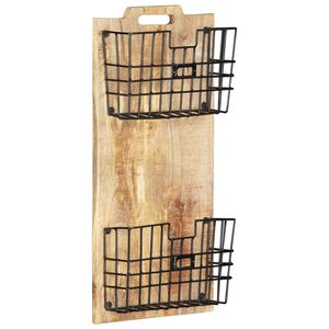 vidaXL N&aacute;stěnn&yacute; stojan na časopisy 33x10x67 cm masivn&iacute; hrub&yacute; mangovn&iacute;k