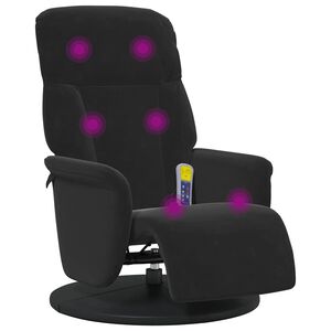 vidaXL Mas&aacute;žn&iacute; polohovac&iacute; křeslo s podnožkou čern&eacute; samet