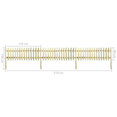 vidaXL Laťkový plot impregnovaná borovice 5,1 m 130 cm 5/7 cm