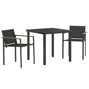vidaXL Sada venkovn&iacute;ho n&aacute;bytku 3 pcs Čern&aacute; a Antracit 80 x 80 x 73 cm