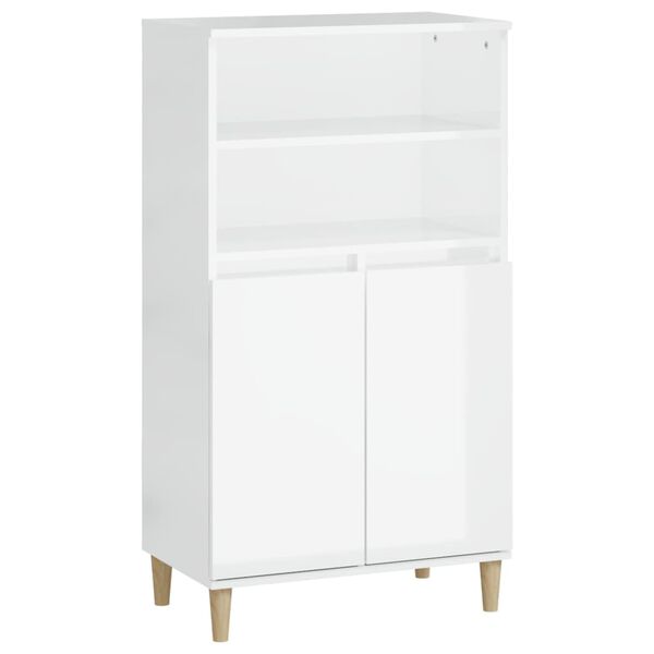 vidaXL Skř&iacute;ň highboard b&iacute;l&aacute; s vysok&yacute;m leskem 60 x 36 x 110 cm kompozit
