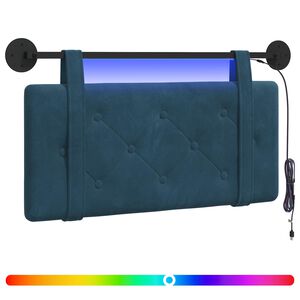 vidaXL Z&aacute;věsn&eacute; čelo postele S LED osvětlen&iacute;m Modr&aacute; samet