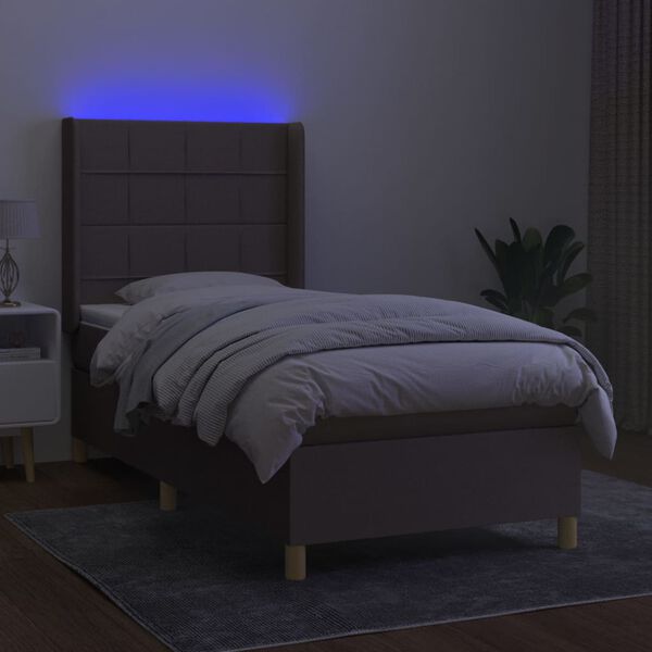 vidaXL Box spring postel s matrac&iacute; a LED taupe 80 x 200 cm textil
