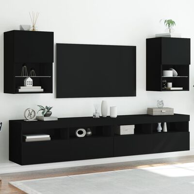 vidaXL TV skříňky s LED osvětlením 2 ks černé 40,5 x 30 x 60 cm