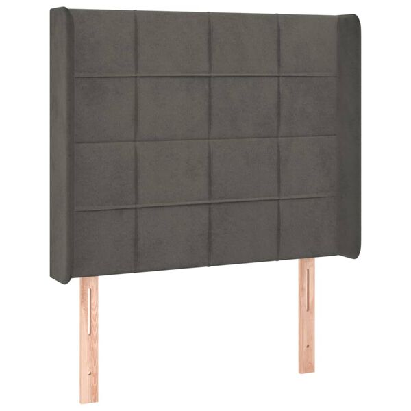 vidaXL Čelo postele typu u&scaron;&aacute;k tmavě &scaron;ed&eacute; 103x16x118/128 cm samet