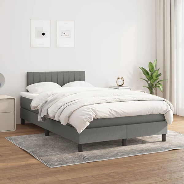 vidaXL Box spring postel s matrac&iacute; tmavě &scaron;ed&aacute; 120x190 cm textil