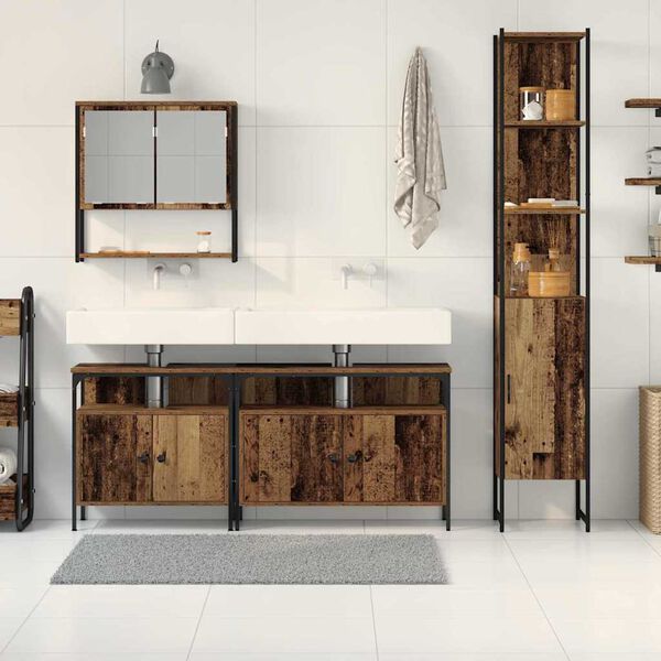 vidaXL Sada koupelnov&eacute;ho n&aacute;bytku 4 pcs Star&eacute; dřevo kompozitn&iacute; dřevo