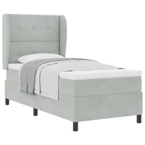 vidaXL Postel s boxspringem s čelo Světle &scaron;ed&aacute; 190 x 90 cm Polyester