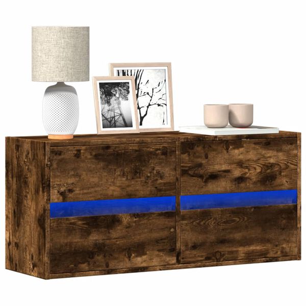 vidaXL Nástěnná TV skříňka s LED osvětlením kouřový dub 100x31x45 cm