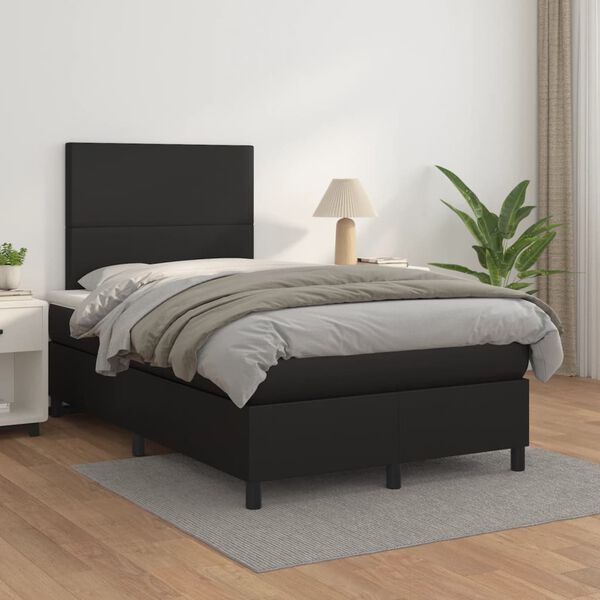 vidaXL Box spring postel s matrac&iacute; čern&aacute; 120 x 200 cm uměl&aacute; kůže