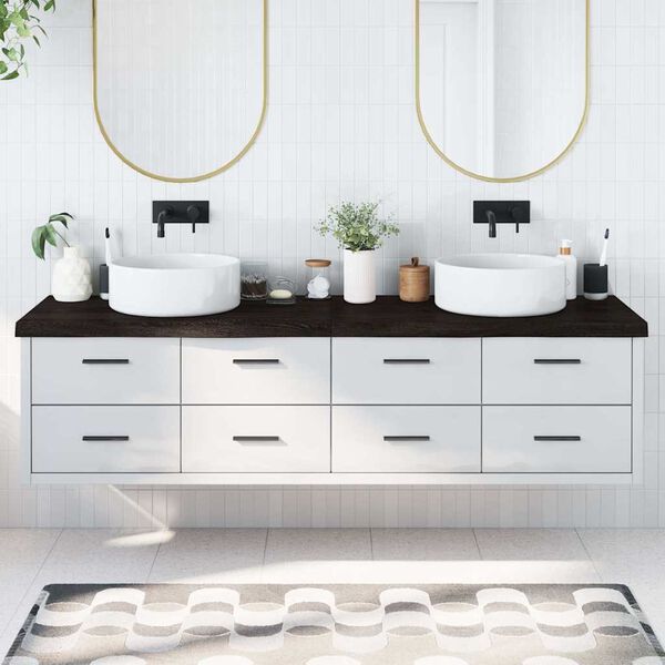 vidaXL Koupelnov&aacute; deska tmavě hněd&aacute; 200x50x(2-6) cm o&scaron;etřen&yacute; masiv