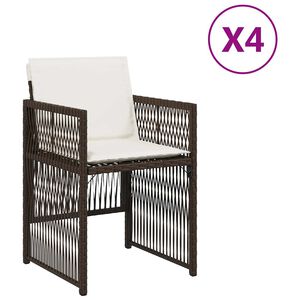 vidaXL Zahradn&iacute; židle s podu&scaron;kami 4 ks hněd&eacute; polyratan