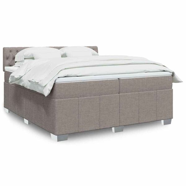 vidaXL Box spring postel s matrac&iacute; taupe 200x200 cm textil