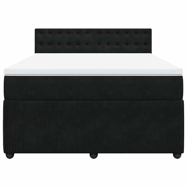 vidaXL Box spring postel s matrac&iacute; čern&aacute; 140 x 190 cm samet
