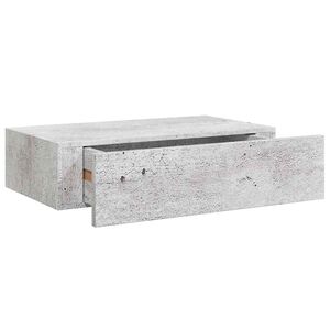 vidaXL N&aacute;stěnn&aacute; police se z&aacute;suvkou betonově &scaron;ed&aacute; 40 x 23,5 x 10 cm MDF