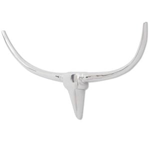 N&aacute;stěnn&aacute; hlin&iacute;kov&aacute; b&yacute;č&iacute; hlava, dekorace, stř&iacute;brn&aacute; barva 96 cm