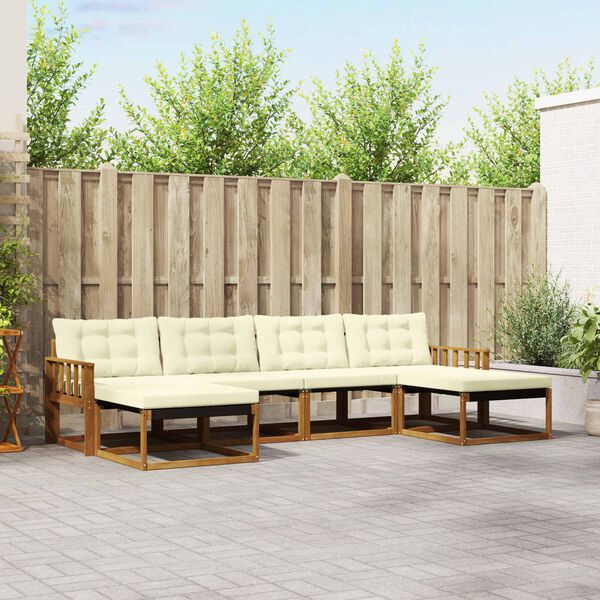 vidaXL Venkovn&iacute; pohovkov&aacute; souprava 6 pcs Přirozen&aacute; a Kr&eacute;mov&aacute;