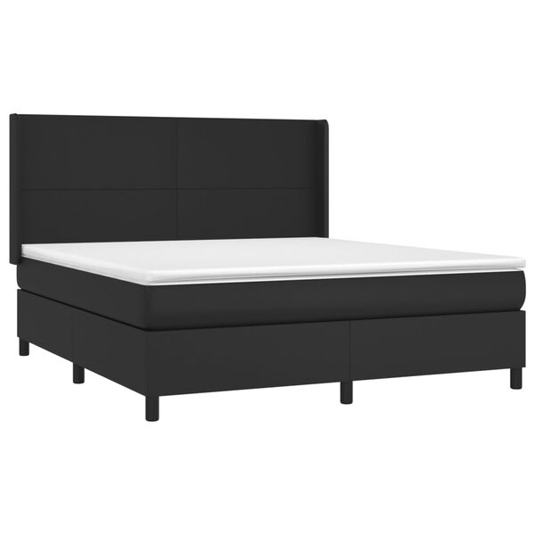 vidaXL Box spring postel s matrac&iacute; a LED čern&aacute; 180x200 cm uměl&aacute; kůže