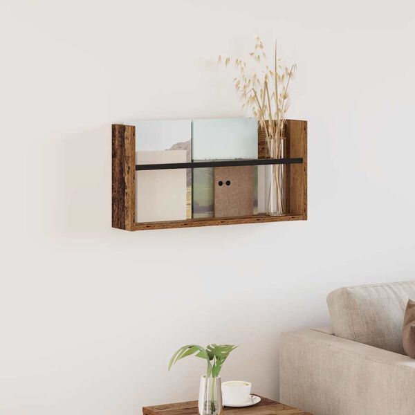 vidaXL Reg&aacute;l na časopisy Star&eacute; dřevo 60 x 12 x 30 cm kompozitn&iacute; dřevo