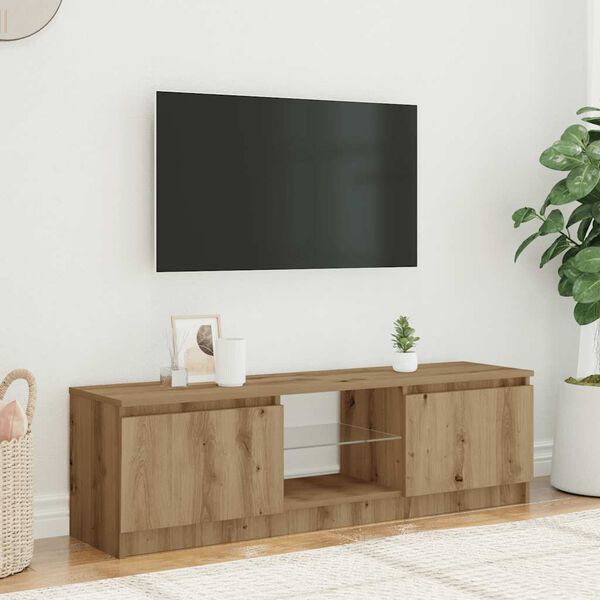 vidaXL TV stolek s LED dub artisan 120 x 30 x 36 cm kompozitn&iacute; dřevo