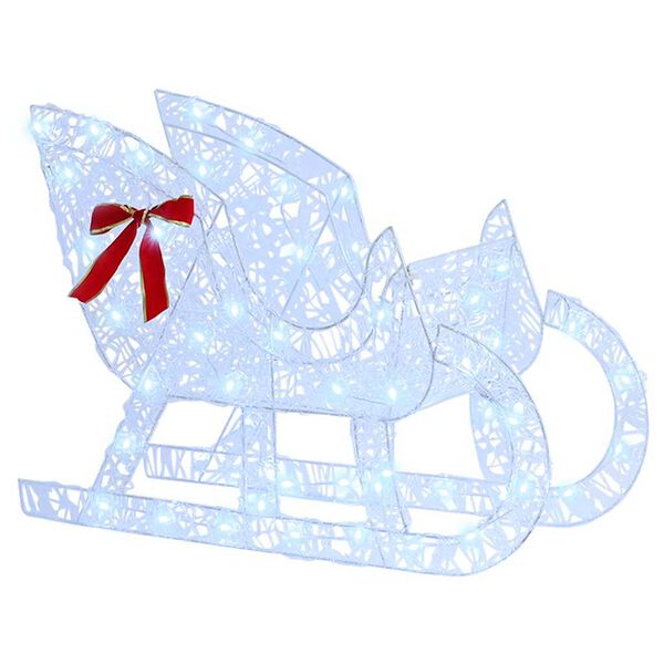 vidaXL Sáně tažené sobem Studená bílá 70 x 26 x 128,5 cm Akryl