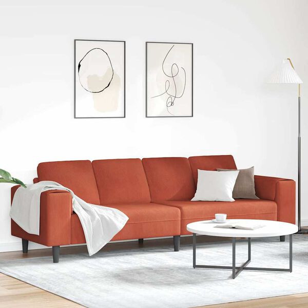 vidaXL Tkaninové sofa s polštářem Červená oranžová Sametová tkanina