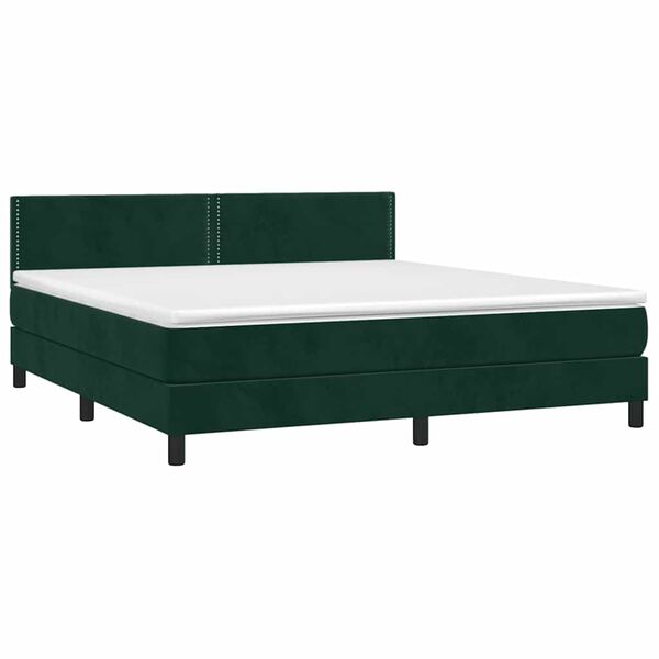 vidaXL Box spring postel s matrac&iacute; tmavě zelen&aacute; 180x200 cm samet