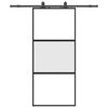 vidaXL Posuvn&eacute; dveře se sadou kov&aacute;n&iacute; čern&eacute; 90x205 cm Tvrzen&eacute; sklo