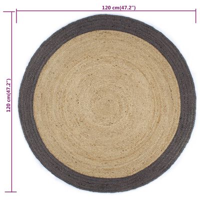 vidaXL Ručně vyrobený koberec z juty s tmavě šedým okrajem 120 cm