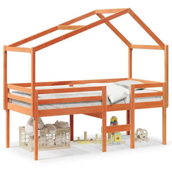 vidaXL Patrov&aacute; postel se střechou voskově hněd&aacute; 90 x 190 cm borovice