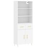 vidaXL Skř&iacute;ň highboard b&iacute;l&aacute; 69,5 x 34 x 180 cm kompozitn&iacute; dřevo